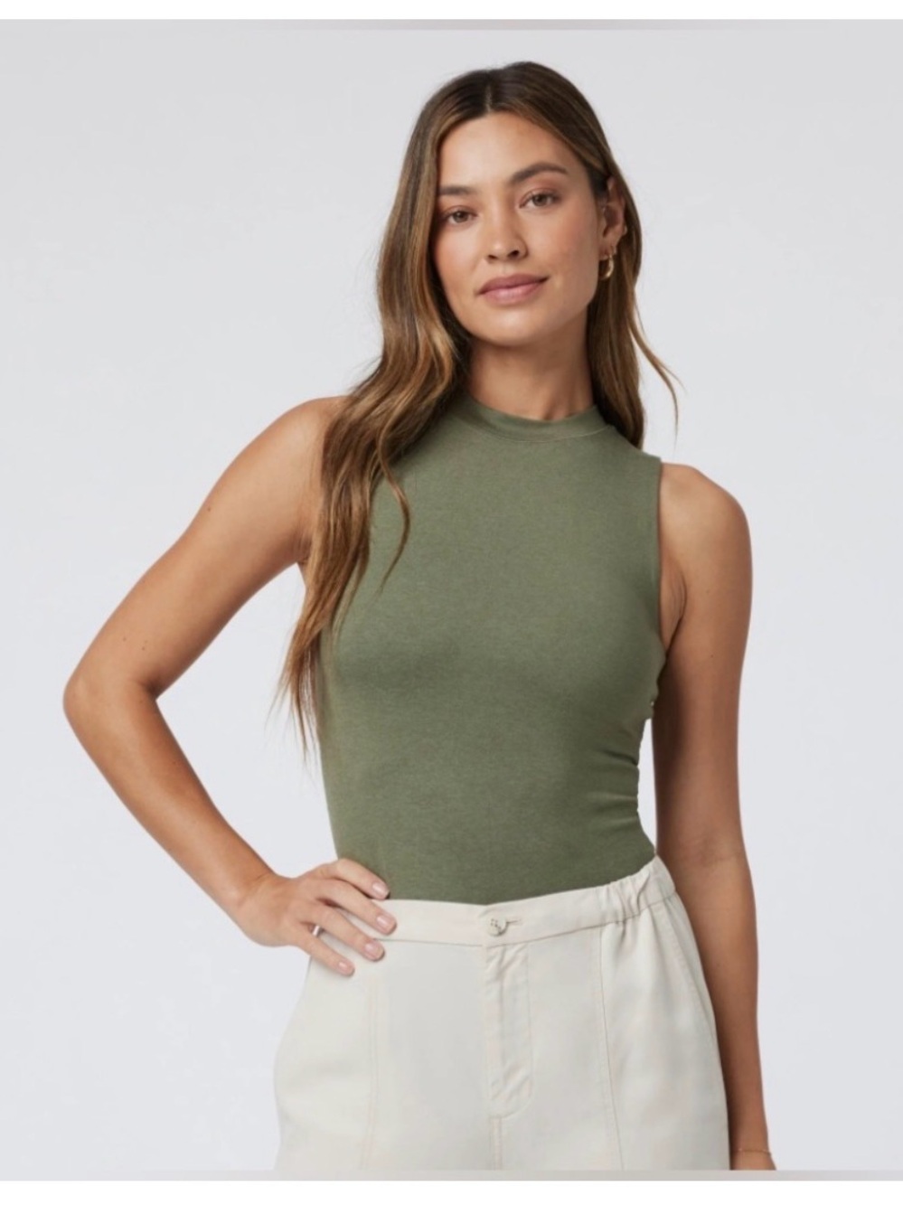Vuori Olive Sleeveless Mock Neck Tank XS